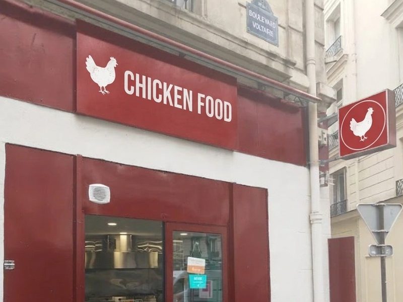 Illustration : devanture du restaurant fictif Chicken Food