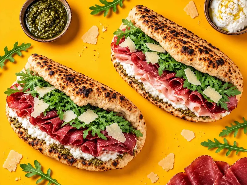 Deux panuozzi Di Panuozzo garnis de bresaola et roquette