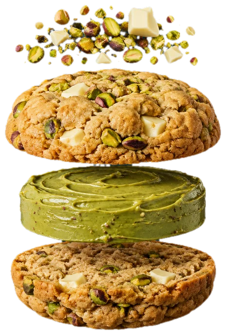 Vue éclatée : Cookie fourré pistache